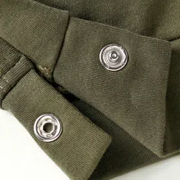 Mini Taurus Interlock Knit Full Sleeves Romper with Lion Print- Olive Green image 4