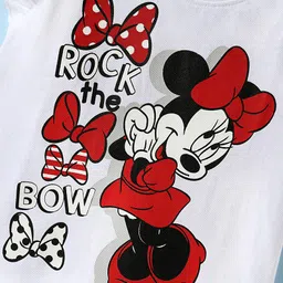 kookie kids india disney Kookie Kids Disney Single Jersey Knit Frill Sleeves Minnie Mouse Printed T-Shirt - White image 4