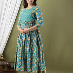 Tulsiram Printed Cotton Flared Midi Maternity Ethnic Dress image 5