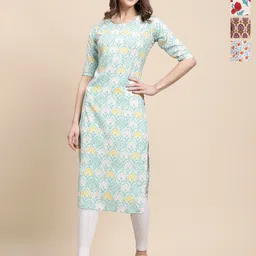 Ethnic basket Women Pack Of 4 Floral Printed Kurta-picture-31