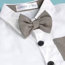 Mark & Mia Half Sleeves Knee Length Party Romper with  Bow & Suspender - Khaki image 5