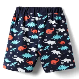 Babyhug Cotton Knit Half Sleeves Shorts Night Suit With Dino Print - Navy Blue image 5