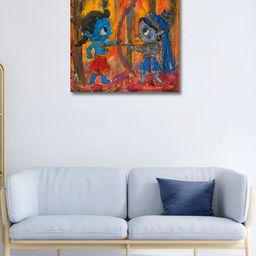 OLIVE TREE Blue & Orange 1 Piece Canvas Religious Wall Paintings-picture-13