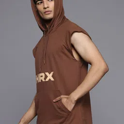 HRX by Hrithik Roshan Brand Logo Print Hooded Training Sweatshirt image 4