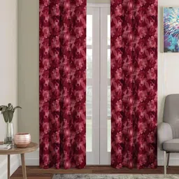 myntra elegant homes Aura Red Set of 2 Floral Black Out Long Door Curtain-picture-40
