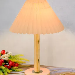 Homesake Off White Wood Contemporary Bell Shaped Table Lamp-picture-33