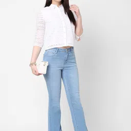 Kraus Jeans Women Flared High-Rise Light Fade Jeans image 4