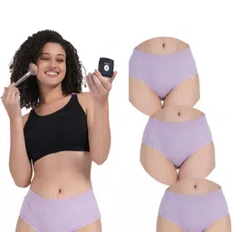 ORLIZEA Pack of 3 Women High-Rise Cotton Blend Hipster Briefs-picture-36