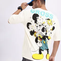 Kook N Keech Disney Men Mickey Mouse Printed Pure Cotton Oversized T-shirt-picture-30
