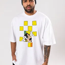 FLYIND VOGUE OUTFIT Men Goofy Bio Finish Graphic Printed Cotton Oversized T-shirt-image-50