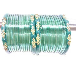 SAVORADE Set Of 28 Green Glass Bangle-picture-13
