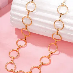 Yellow Chimes Gold-Plated Geometric Circle Necklace-picture-23