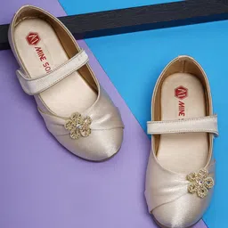mine sole Minesole Floral Embellished Ballerinas - Gold Colour-picture-11