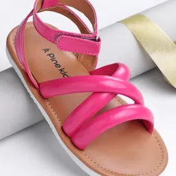 Pine Kids Velcro Closure Sandals with Crossover Straps - Pink-picture-19