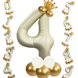 shopperskart Cream Color 4 Number Foil Balloon-picture-2