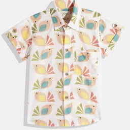 Vastrarth Cotton Half Sleeves Birds Printed Shirt - Multi Colour-picture-22