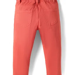 Babyhug Denim Full Length Washed Jeans With Stretch & Belt - Coral image 2