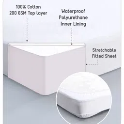Babyhug Waterproof 100% Terry Cotton Breathable Fitted Mattress Protector Cover- White image 4