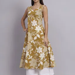 DHAKRE FASHION Floral Printed V-Neck A-Line Cotton Kurta-picture-22