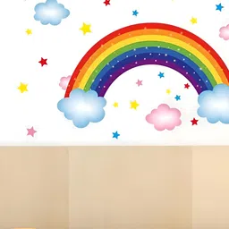 prettykrafts 2Pcs Yellow & Red Rainbow & Astronaut Wall Stickers image 4