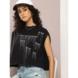 Kook N Keech Typography Printed Boxy Crop T-shirt image 1