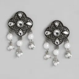 Kord Store Silver-Plated & White Oxidized Beaded Choker Jewellery Set image 3