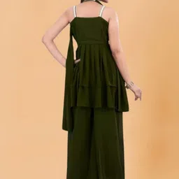 PARROT CREATION Women Embroidered Regular Sequinned Kurti with Palazzos & With Dupatta image 4