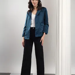 kotty Women Solid Mandarin Casual Blazer image 3
