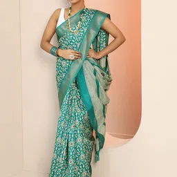 Libas Floral Printed Zari Saree image 3