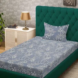 KLOTTHE Grey & White Printed 300 TC Single Bedsheet Set 2.5 m x 1.5 m-image-32