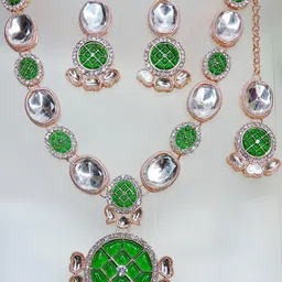 VATSALYA creation Women Green Jewellery Set-image-5