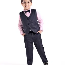 Babyhug Cotton Full Sleeves Party Wear Suit With Blazer Arrow Print - Navy Blue & Pink-picture-20