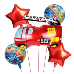 Bubble Trouble FireTruck Theme Foil Balloon Set Pack of 5 Pcs-picture-18