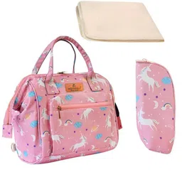 Motherly Nano Diaper Bag Small Diaper Bag for Mothers for Travel Combo Set with Accessories Baby Bag for Mother Travel Diaper Bag for Baby (Unicorn Pink)-image-8