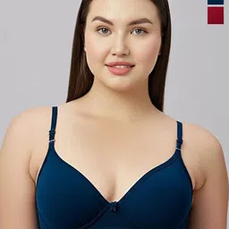 KAVYA Pack Of 2 Full Coverage Non Padded Non Wired Cotton T-shirt Bra-image-27