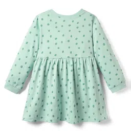 CUCUMBER Interlock Knit Full Sleeves Frock With Animal Print - Light Blue image 2