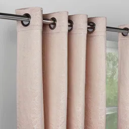 haus & kinder Signature Blush Daisy Pink Jacquard 2 Pcs Room Darkening Window Curtains image 4