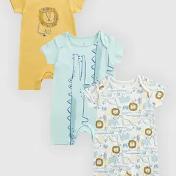 mothercare Infants Pack Of 3 Half Sleeve Romper image 1