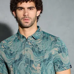 Technosport Men Printed Polo Collar Tropical Antimicrobial Slim Fit T-shirt image 2