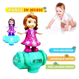 FunBlast Musical Dancing Spinning Doll with Flashing Lights  Multicolor image 3