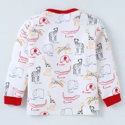 Mini Donuts Interlock Knit Full Sleeves Front Open Vests with Animal Print Pack of 3 - White Sea Green & Orange image 3