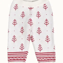 kids of greendeer Greendeer 100% Cotton Full Sleeves Polar Bear Designed & Striped Sweater & Pant With Cap Set - Blue & Red image 5