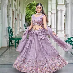 Pandadi Saree Embroidered Ready to Wear Lehenga & Unstitched Blouse With Dupatta image 2