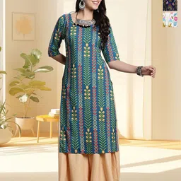 HERE&NOW Women Pack of 3 Ethnic Motifs Printed Daily Straight Kurtas-picture-19