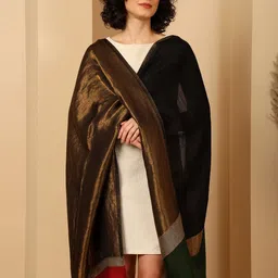Tweedle Women Woven Design Reversible Cashmere Stole with Fringed Border-image-29