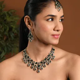 I Jewels Stones Studded Jewellery Set-image-51