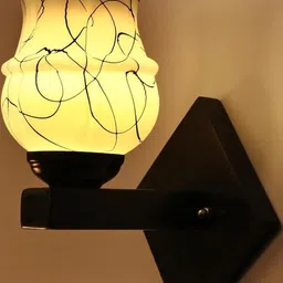 SOMIL Set Of 2 Black & White Glass Bell Shaped Wall Lamps image 5