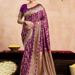 SANISA Woven Design Zari Silk Blend Heavy Work Saree-picture-20