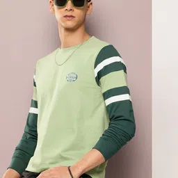 DILLINGER Colourblocked Striped T-shirt with Typography Detail-picture-37