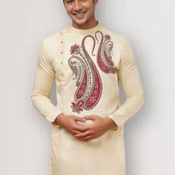 PulseIQ Men Solid Cotton Straight Kurtas image 3